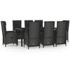 VidaXL 9-piece Garden Dining Set and Cushions Black Wicker, Dining Set, Dining Set 3185067