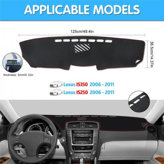 Красная линия для Lexus IS250 IS350 Кожаный Нескользящий Коврик на Панель Приборов Дашмат