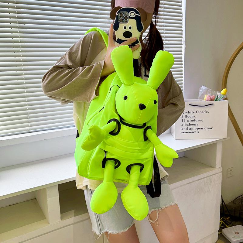 2024 Летний милый нейлоновый рюкзак с кроликом для студентов - повседневная модная сумка