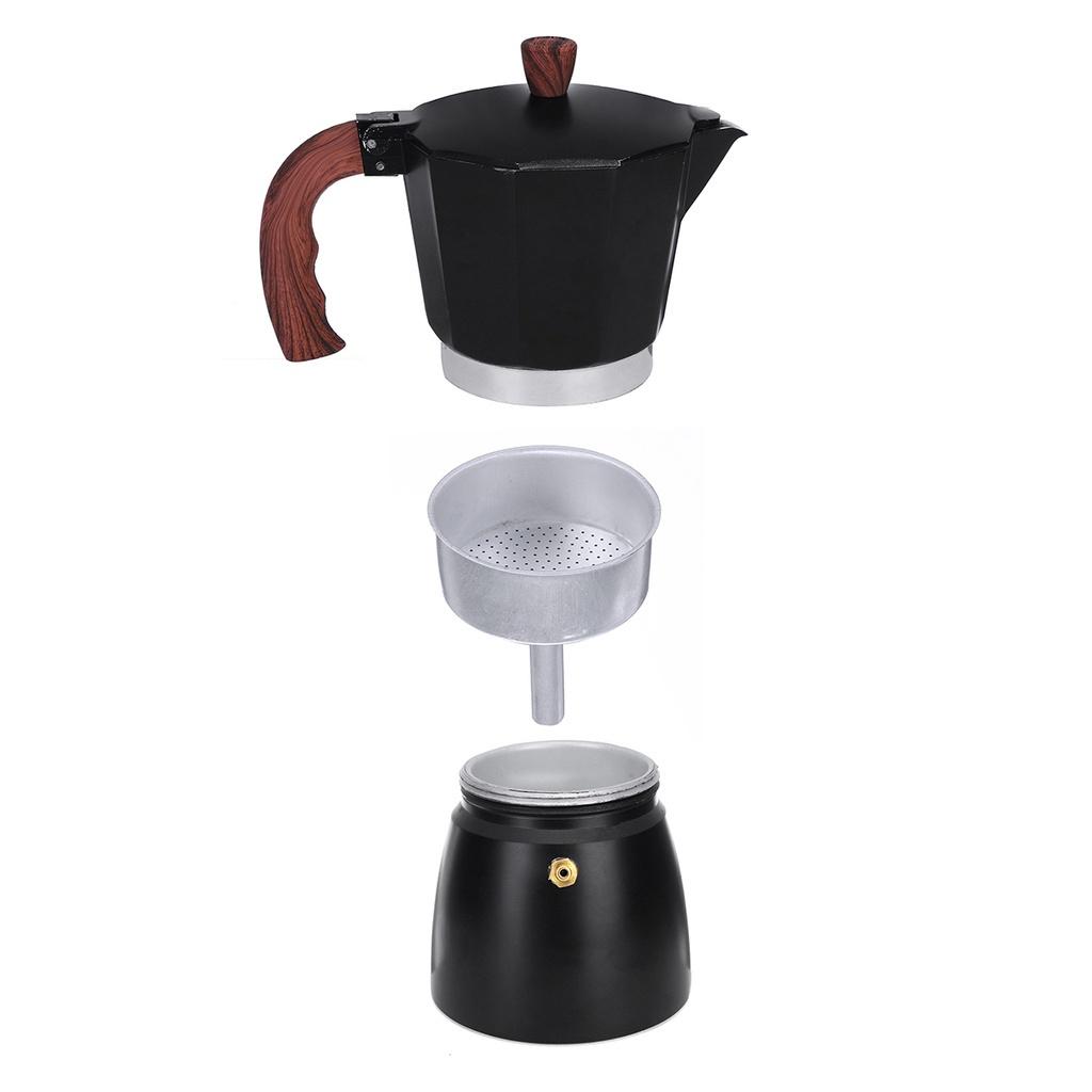 150ml/300ml Coffee Maker Aluminum Mocha Espresso Percolator Pot Coffee Maker Black/Blue Moka Pot Stovetop Coffee Maker 3 Cups/6 Cups