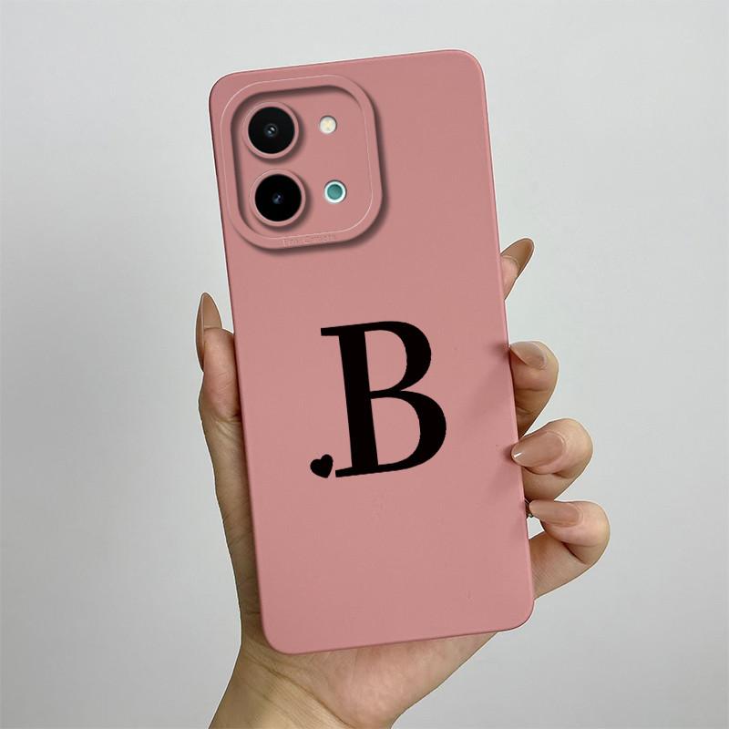 Чехол для vivo Y28 4G Чехол-крышка для vivo Y28 4G Милые начальные буквы Квадратный Жидкий Мягкий силиконовый чехол для телефона Матовый Ударопрочный задний чехол