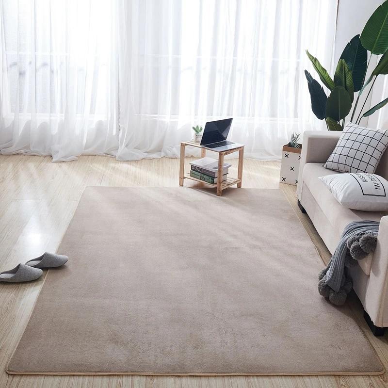 200x300cm Modern Solid Short Plush Carpet for Living Room Sofa Area Kids Bedroom Game Mat Balcony Coral Fleece Rug