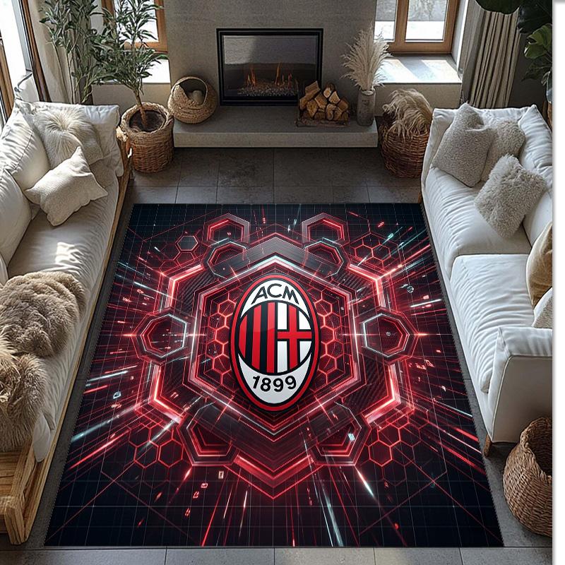 Фланелевый ковер с принтом AC Milan, нескользящий, мягкий, из полиэстера, для пола, декоративный коврик для спальни, гостиной, дивана, игровой комнаты, домашний декор