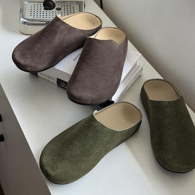 Французская сумка голова полуподнос обувь носить весна и лето новый один педаль Bocken обувь 17093 оливково-зеленый, коричневый -J