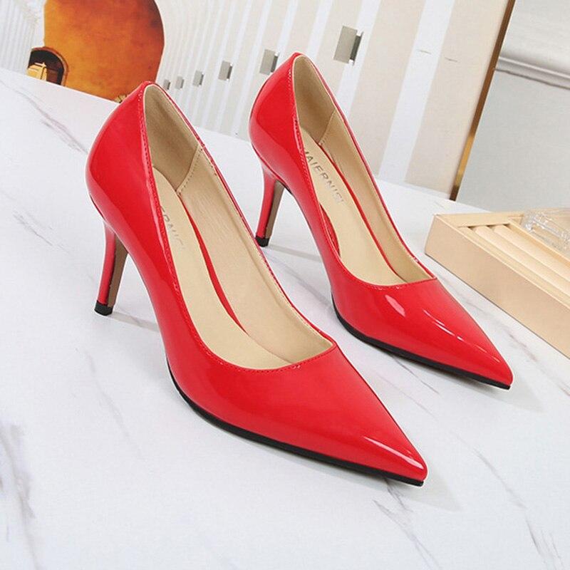 Ladies Stilettos Pointed Toe Pumps Solid Color Work Shoes 7.5cm Heel WZ