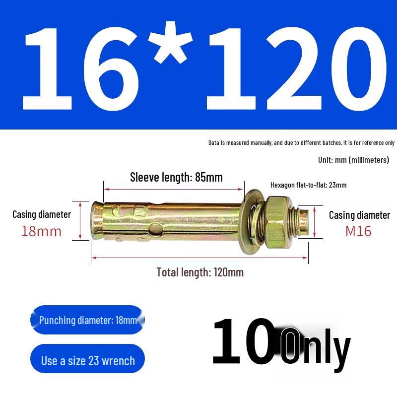 Zinc-Plated Expansion Bolts Set: Cantonese Pull-Out & Explosion-Proof Tubes - Sizes M6, M8, M10