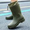 Rain Boots for Men Gum Fishing Non-slip Man Shoes Cheap Middle Tube Water Shoes Outdoor Wear-resistant Garden Outdoor Work Shoes