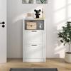 Narrow Shoe Cabinet with 2 Doors Adjustable Shelves and Open Compartment for 10 Pairs of Shoes 58x24x105 cm White