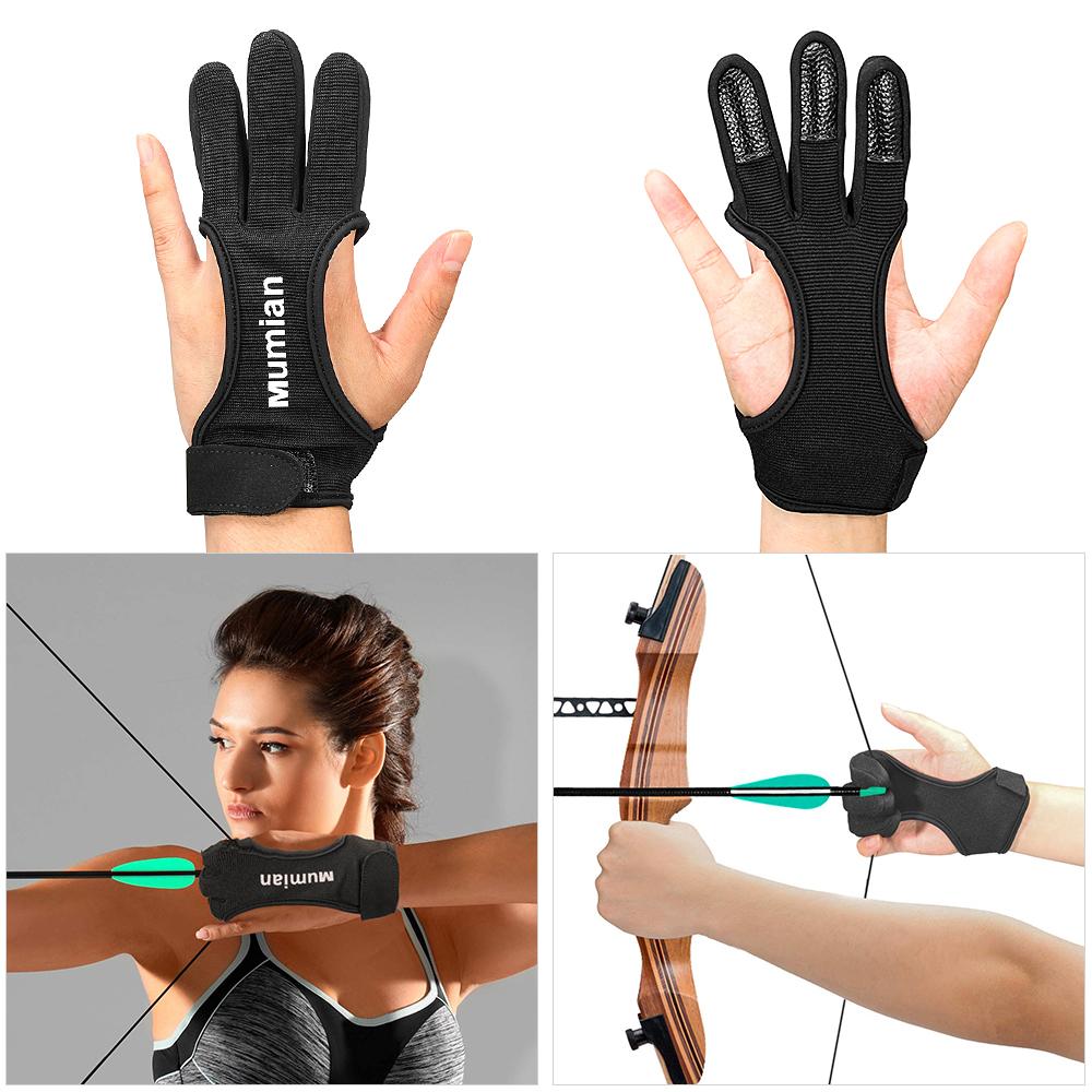 1PC Archery Gloves Shooting Hunting Leather Three Finger Protector Archery Protective Gear Accessories