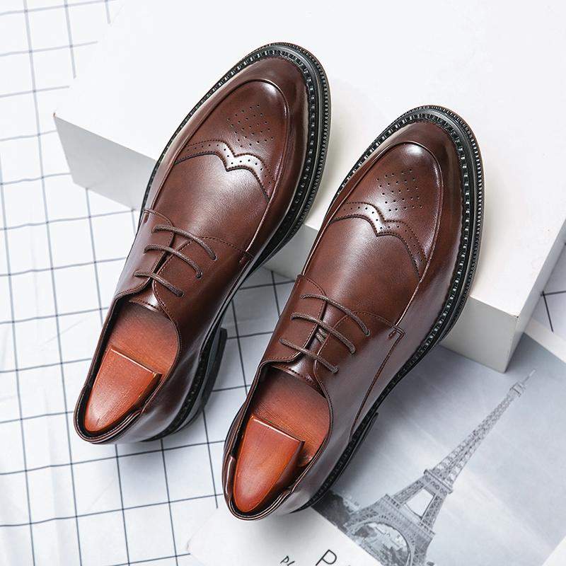 2024 Mens Genuine Leather+Microfiber Soft Anti-slip Oxfords Loafers Man Casual Business Formal Dress Wedding Brogue Casual Shoes