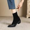 Женские зимние ботинки с квадратным носком, туфли-лодочки на среднем каблуке, дизайнерские массивные кожаные ботинки челси, модная зимняя тенденция 2024 года, готическая женщина, Zapatos