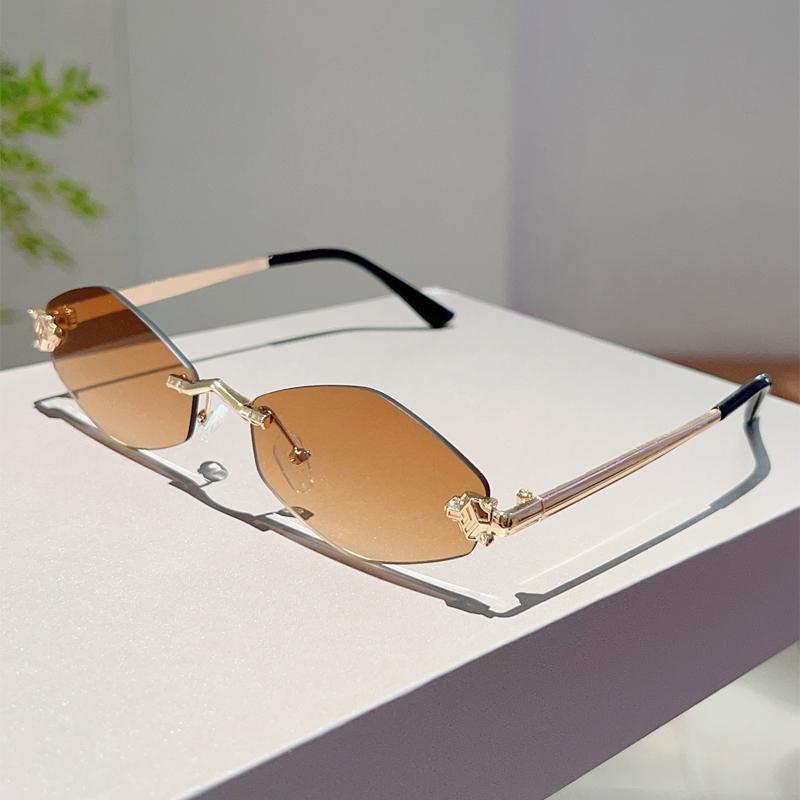 Rimless Polygon Sunglasses Men New Gradient Ocean Lenses Decor Shades Women Ins Trendy Stylish Design Sun Glasses
