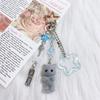 Creative Cute Flocked Kitten Strawberry Pendant Keychain Sweet Animal Keyring Backpack Decoration Accessories Best Friend Gifts
