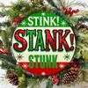 Hisun Tin Sign Vintage Christmas Grinch Quote Stink Stank Stunk Metal Tin Sign Retro Funny Holiday Glitter Text Round Wall Art Decor Classic