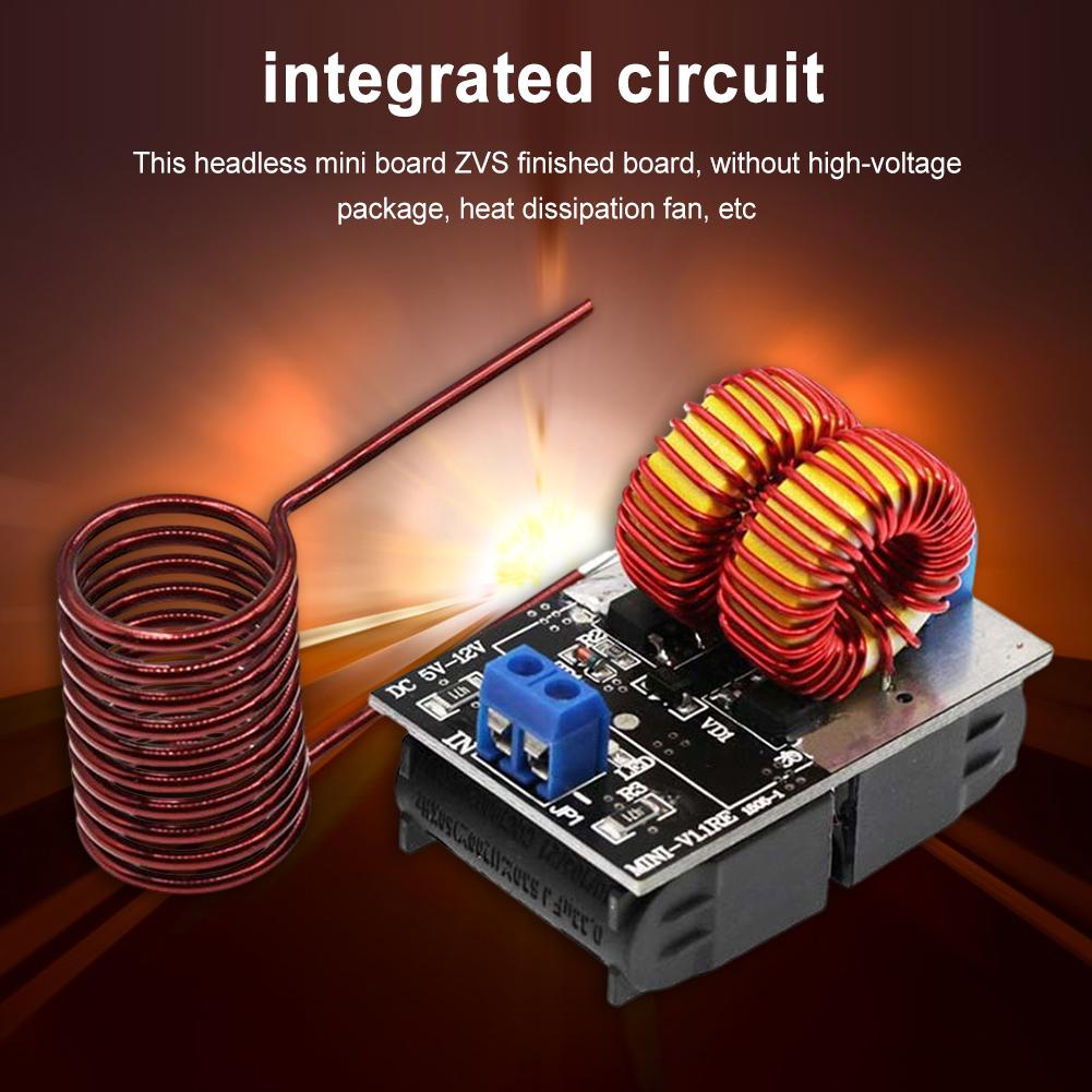 DC 5-12V 120W Mini ZVS Induction Heating Board Flyback Driver Heater DIY Cooker+Ignition Coil High Frequency Power Supply Module