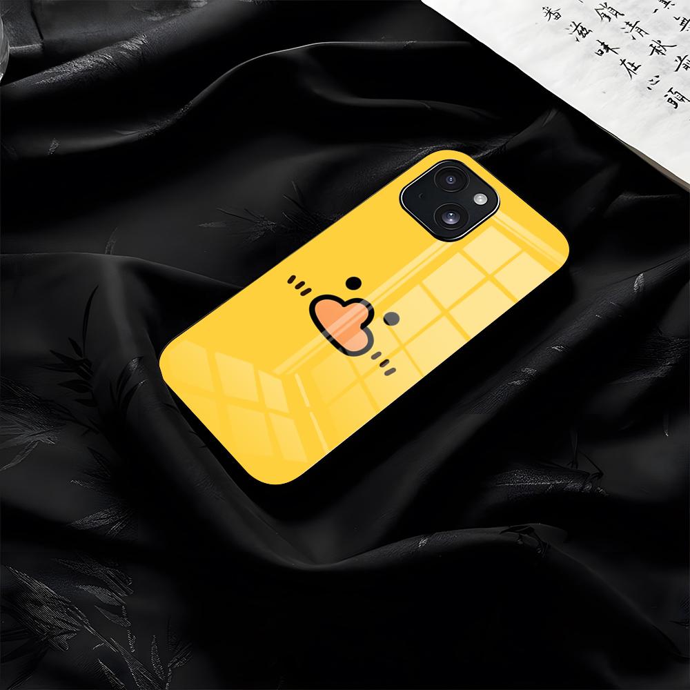 Милый Мультяшный Утенок Чехол для Телефона Для IPhone 17 Pro Max 16 15 14 Pro Max 13 11 Plus Стеклянная Крышка