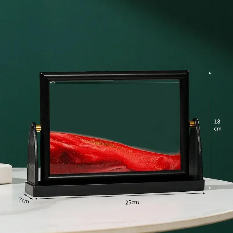 Creative Moving Sand Art Painting Square Glass 3D Deep Sea Sandscape Quicksand Hourglass Rotatable Flowing Sand Home Decor Gifts