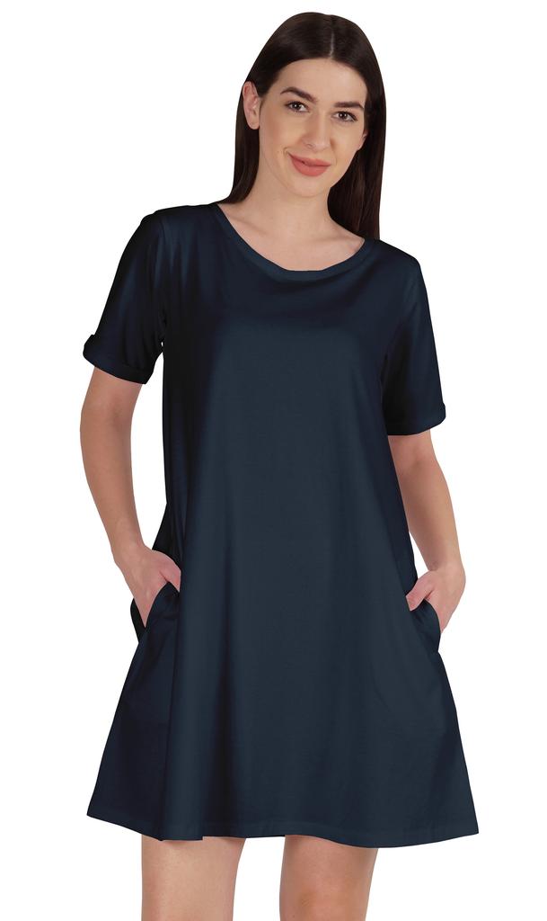 Inkmeso Платье-халат с карманами, летняя хлопковая туника, футболка, платье для женщин