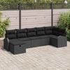 7 Piece Garden Sofa Set with Cushions Black Poly Rattan