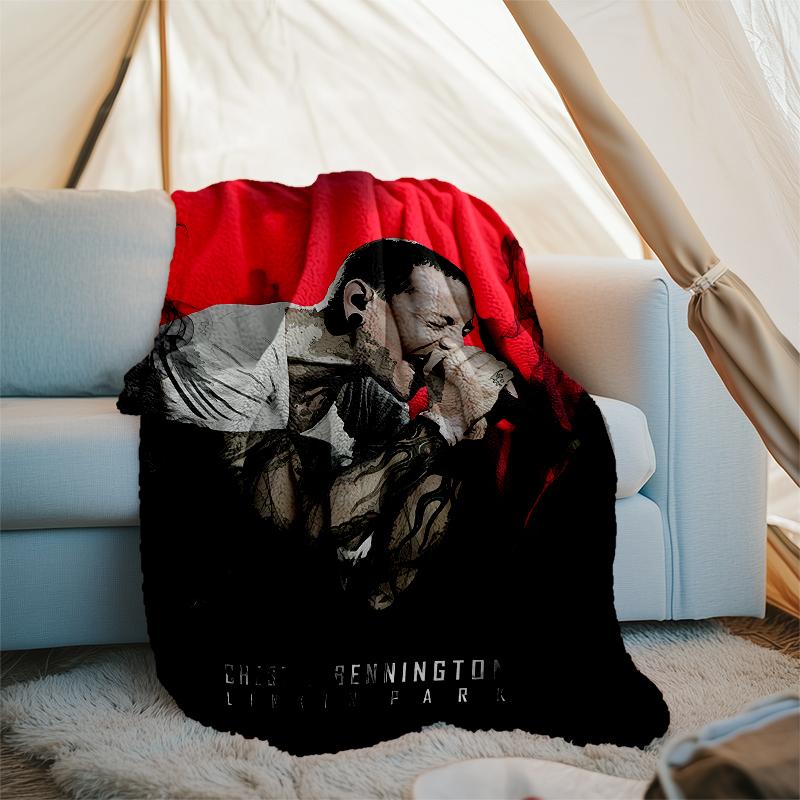Linkin Park band logo printed throw blanket—soft,warm;versatile blanket for all seasons—perfect as &air-conditioning throw,nap blanket