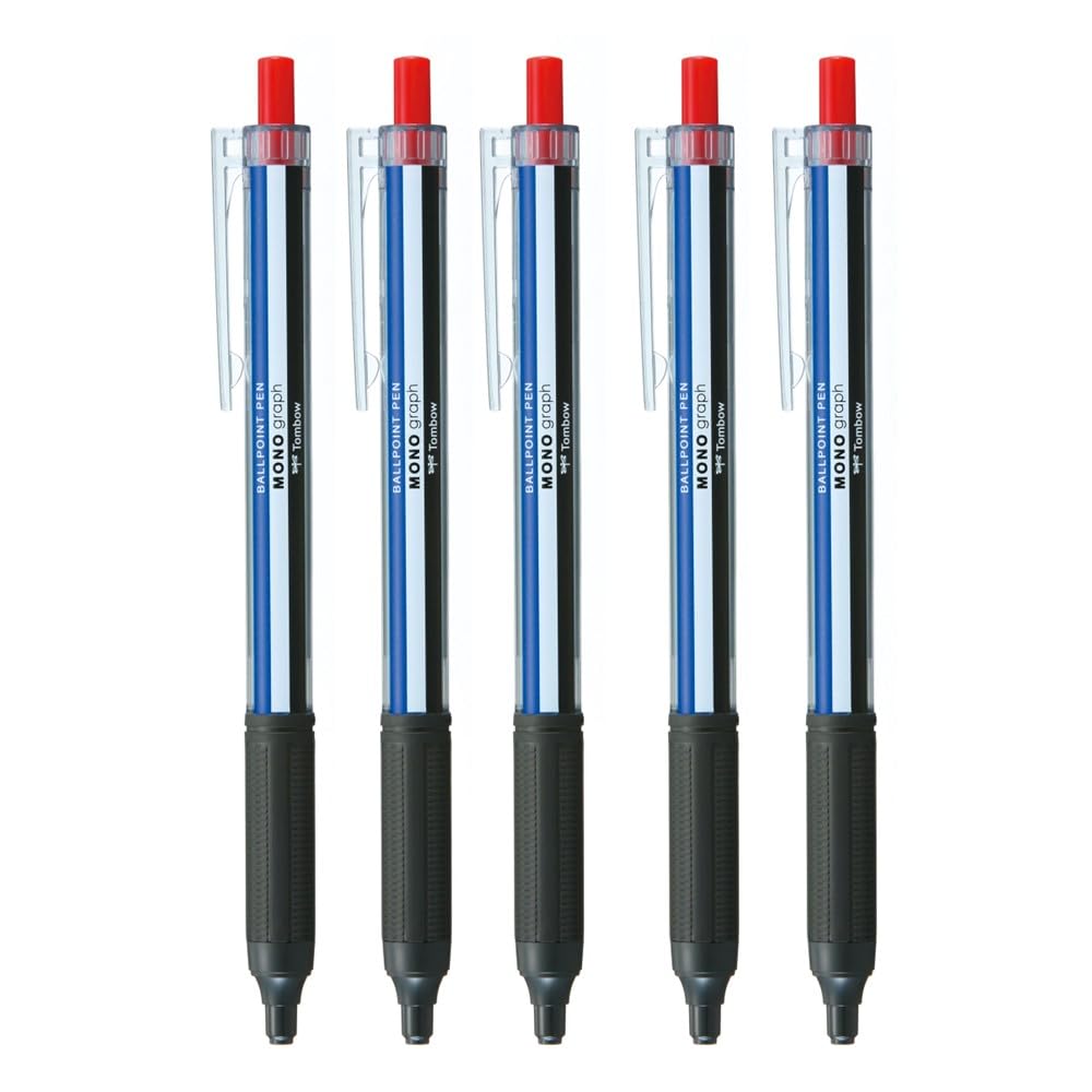 Ручка-шариковая Tombow Pencil Monograph Light, красная, цвет MONO, 0,5 мм, на масляной основе, чернила, корпус, 5 шт. (BC-MGLE01R25-5P)
