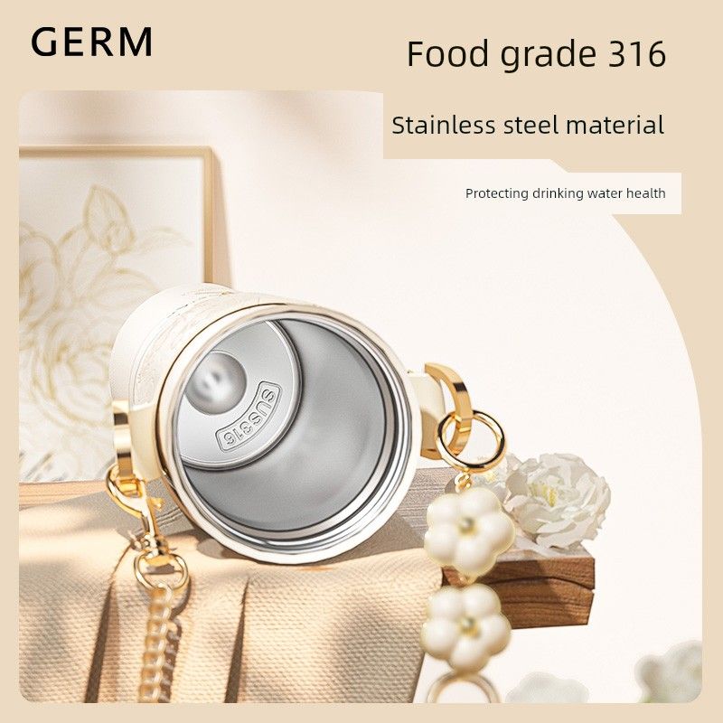Germ Floral Large-Capacity Thermos Cup Coffee Cup for Women High-Value Water Cup Straw Cup Birthday Gift 25 New Models