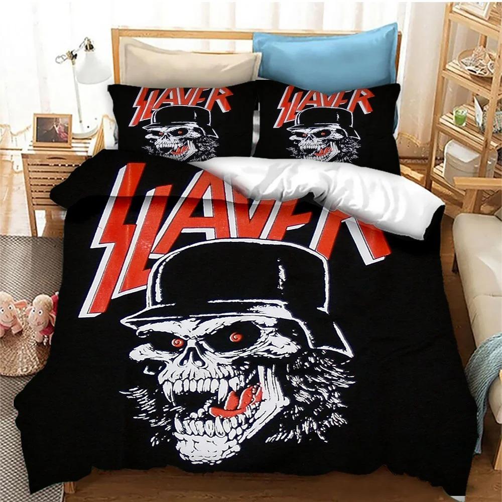 Slayer Heavy Metal Band Music Comforter Bedding Set,Duvet Cover Bed Set Quilt Cover Pillowcase,king Queen Size Bedding Set Kids