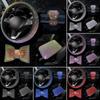 4 шт., чехол на руль автомобиля с бриллиантовым кристаллом, бант, подголовник, подлокотник, накладка на рычаг переключения передач, декоративный комплект автомобильных аксессуаров