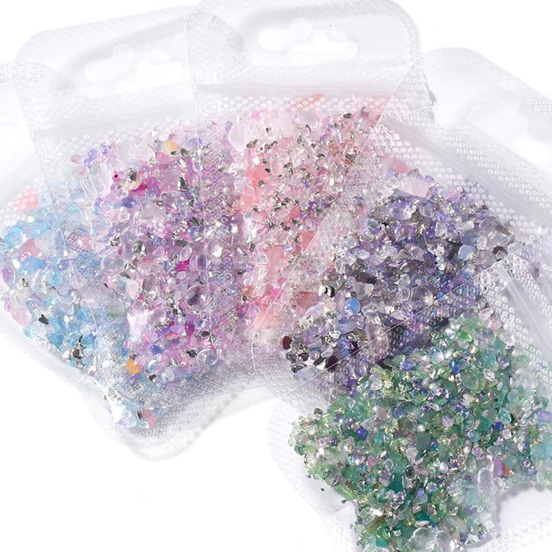 1 Pack Irregular Nail Crystal Gravel Glass Crushed Stones Jade For Nails Decoration Accessories Parts Manicure Rhinestone Charms