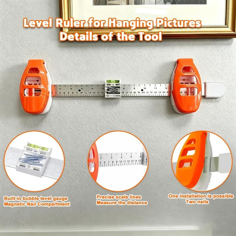 Level Ruler Picture Hanging Tool with Level– Easy Picture Hanging Tool with Built-in Level, Hanging Ruler & Marking System – Perfect Jig for Straight
