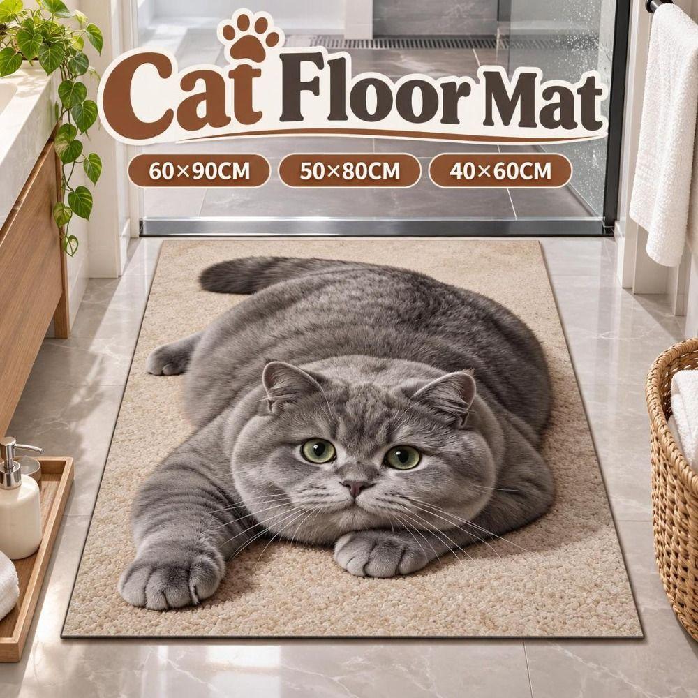 40×60CM 50×80CM 60×90CM Bathroom Carpet Realistic Bedroom Door Rug 3D Cat Floor Mat Home Decor