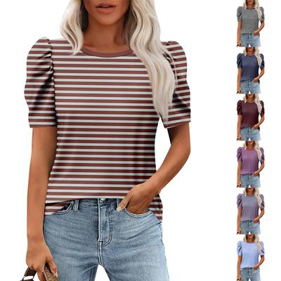 Женские повседневные топы с коротким рукавом и круглым вырезом с принтом, туники, рубашки, летняя одежда