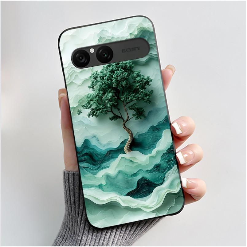 Cute Case For Sony Xperia 10 VII Fundas Capa Printing Shell Protective Cover Soft Silicone Cartoon Black Casing Coque