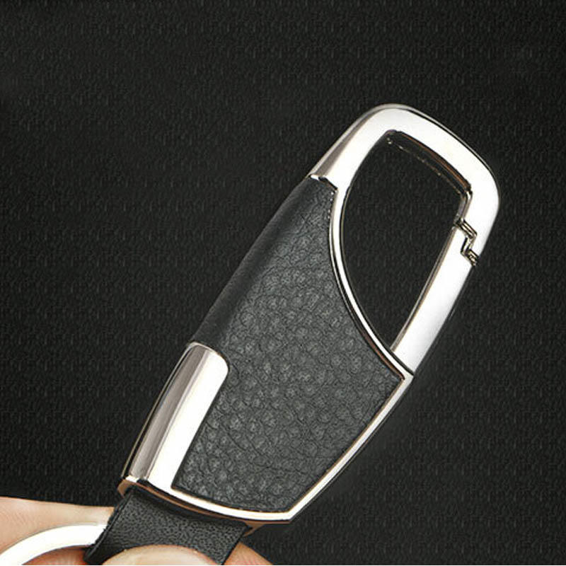 Кольцо с карабином для ключей. Металл, кожа