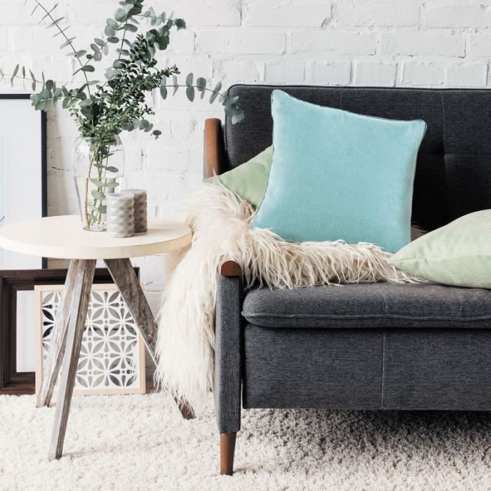 Coussin - SUEDEN - 40x40cm - Bleu clair - Synthétique - Design contemporain