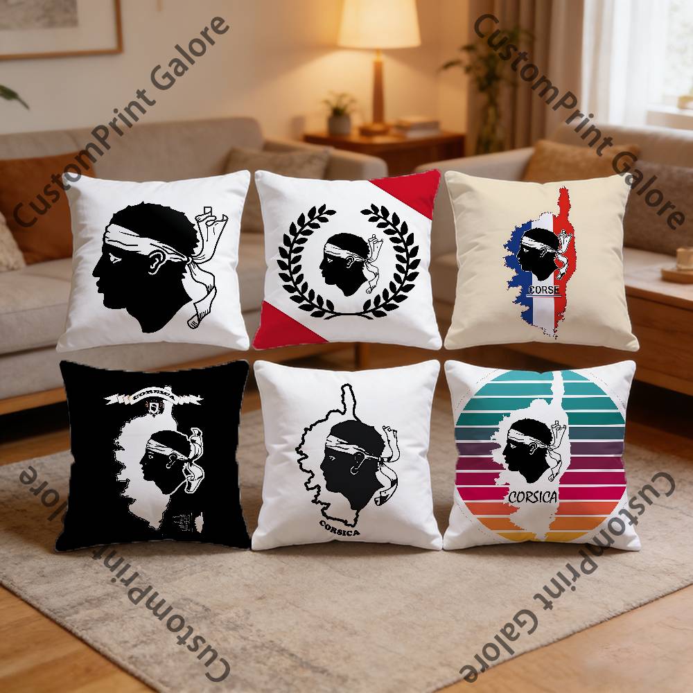 Corsica Corse France Flag Square Throw Pillow Cover Multiple Sizes Soft for Sofa Bedroom Living Room Home Decorative