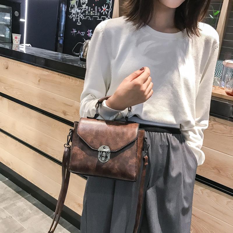Small Square Bags For Women Fashion Solid Color Designer Crossbody Shoulder Bag Vintage PU Leather Handbags Female Bag
