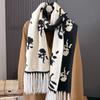 Knitted Printed Scarf Women's Season Thickened Warm Scarf Female Student Scarf