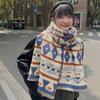 2024 Autumn/Winter New Color Blocked Imitation Cashmere Women'S Tassel Shawl Thickened Warm Double Sided Jacquard Wool Scarf
