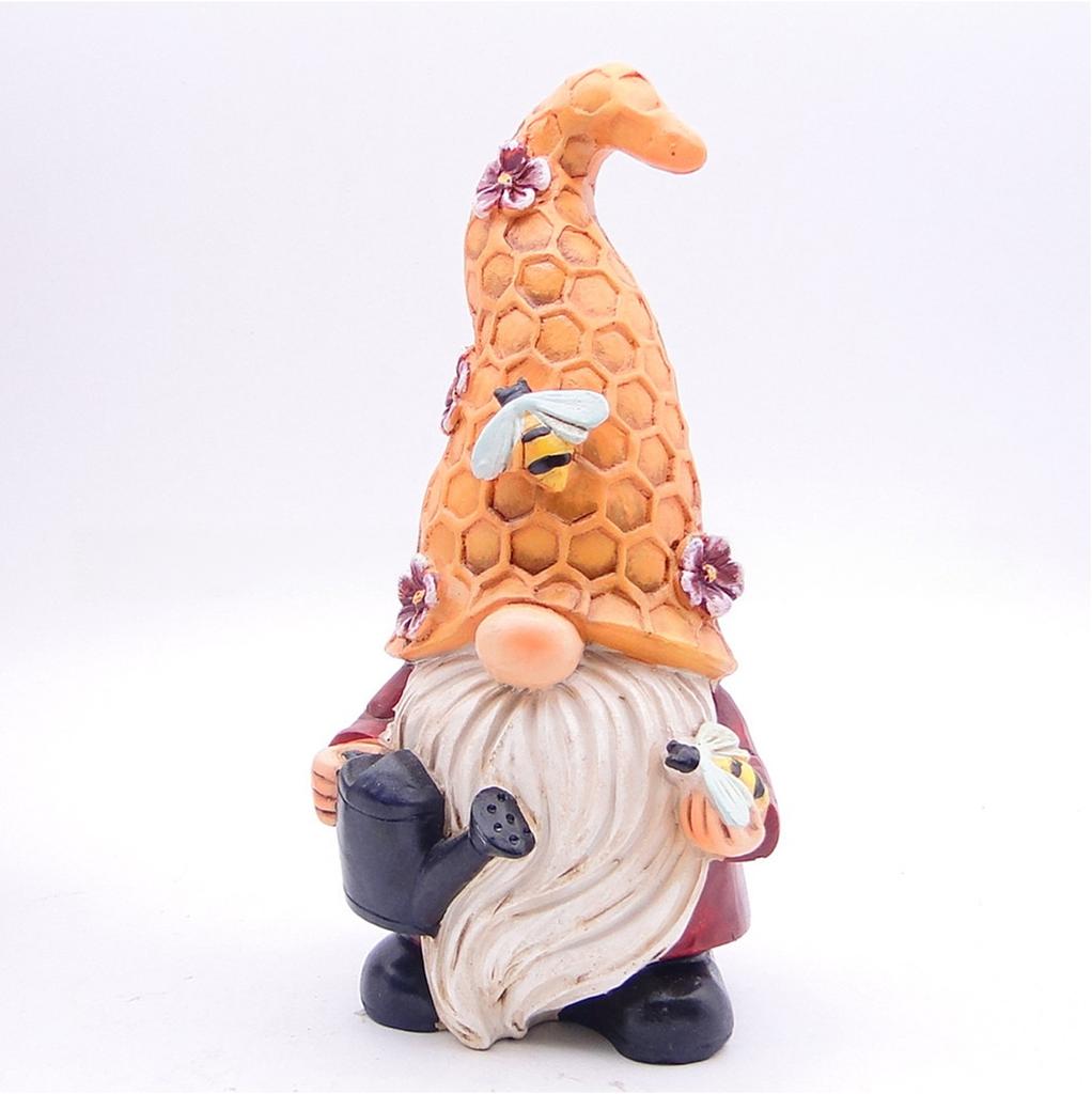 Bee Gnome Decorations Indoor Home Table Decor Cute Bee Gnome Figurines Gifts 7.5'' Resin Bee Gnome Figurine Holding Honey Jar Outdoor Decoration