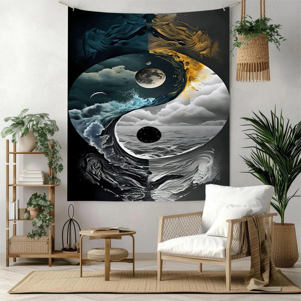 Yingyang Wall Decor Tapestry Art For Pet Memorial Birthdaywedding Party Backdrop Family Gift