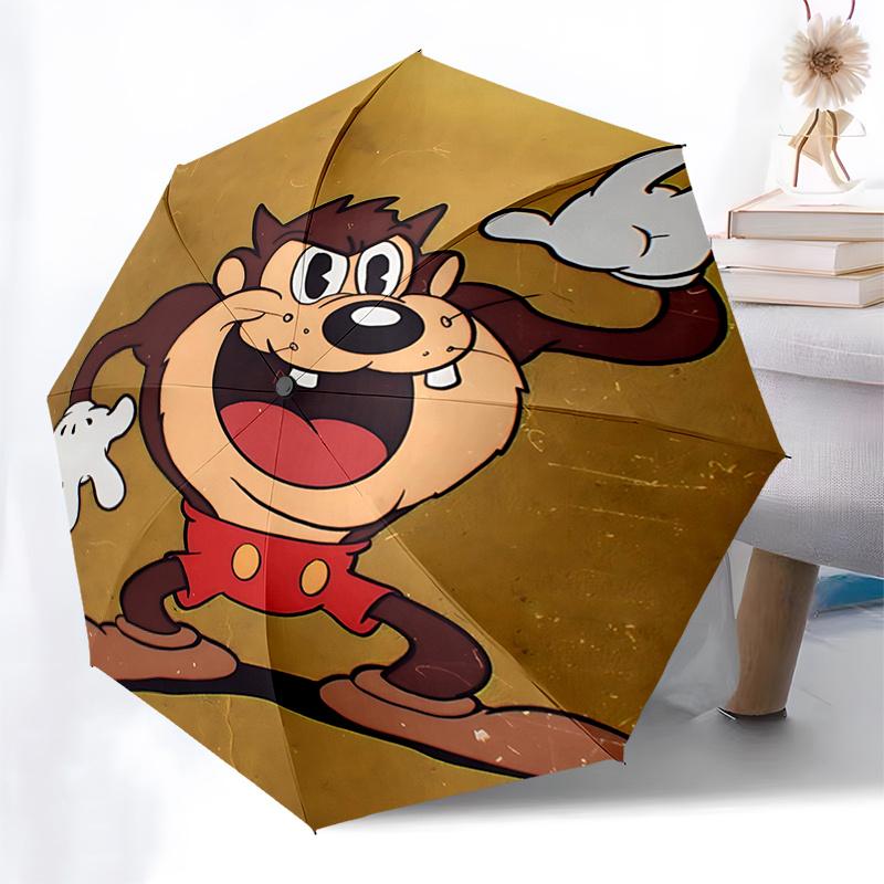 Tazmanian Devil Umbrella: Automatic Opening & Closing, Portable 3 Fold Design with 8 Bone Iron Frame Perfect Gift for Fans and Travelers0136