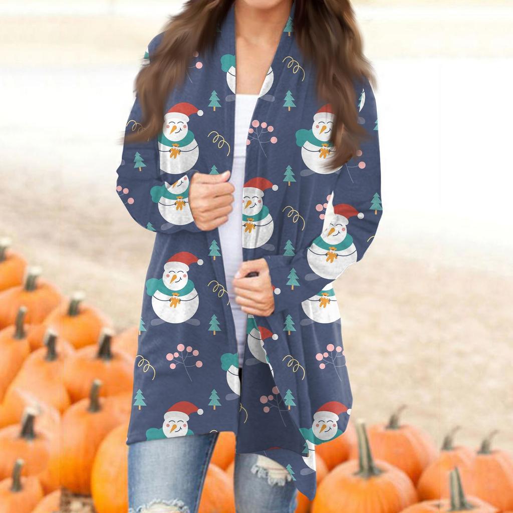 Женский осенний кардиган, женский кардиган с длинным рукавом и принтом спереди, легкая модная повседневная куртка