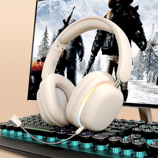 Беспроводные наушники с RGB-подсветкой Легкая конструкция Универсальные складные Bluetooth-совместимые игровые наушники с микрофоном