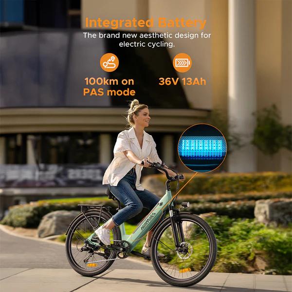 Электрический треккинговый велосипед HillMiles MileCity 250 Вт 26 дюймов, городской электровелосипед 36 В 13 Ач с датчиком крутящего момента