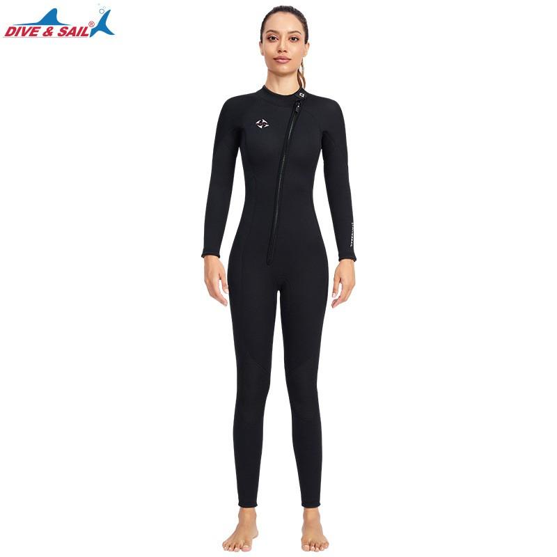 3mm Diving Suit Men's One-piece Warm Surfing Women's Long Sleeve Protection Swimsuit Pants