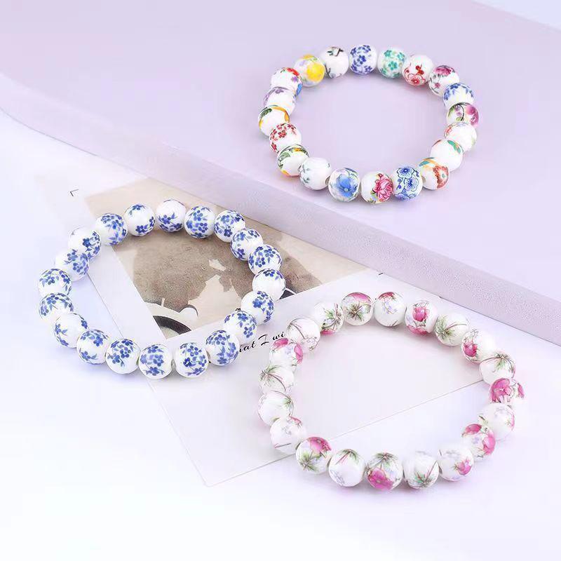 Сине-белый фарфоровый керамический браслет из бусин - этнический стиль, креативные аксессуары ручной работы для украшений в национальном стиле