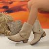 Зимние женские ковбойские сапоги на низком каблуке, новые дизайнерские замшевые нескользящие туфли, повседневные удобные ботинки, женская модная обувь для женщин