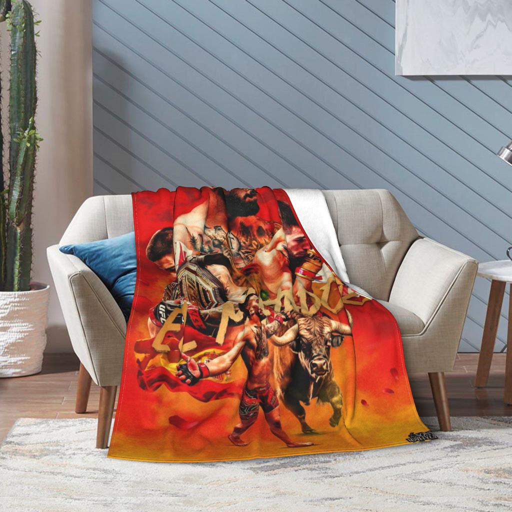 Ilia Topuria Wrestling Wrestler Blanket Multiple Sizes Warm Cozy Fluffy  Throw Blankets for Couch Sofa and Bed