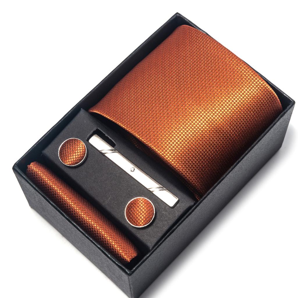 Галстук мужской деловой подарочный набор из шести предметов в полоску сетчатый цвет ручной работы 8 см с подарочной упаковкой